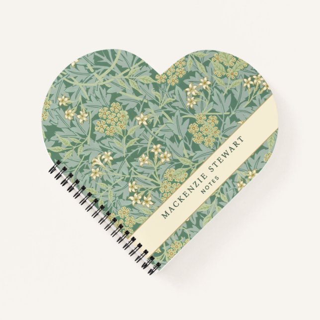 Green Jasmine Botanical Pattern Notebook (Front)