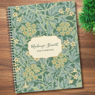 Green Jasmine Botanical Pattern Sketchbook Notebook