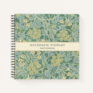 Green Jasmine Botanical Pattern Sketchbook Notebook