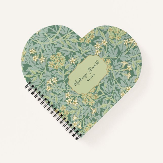 Green Jasmine Floral Pattern Notebook (Front)