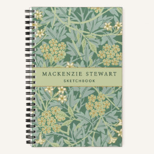 Green Jasmine Floral Pattern Sketchbook Notebook