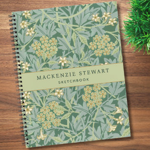 Green Jasmine Floral Pattern Sketchbook Notebook