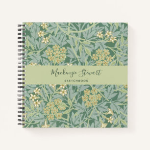 Green Jasmine Floral Pattern Sketchbook Notebook