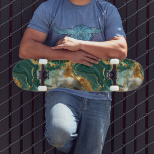 Green Jasper & gold veins. Skateboard