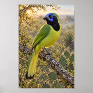 Green Jay in Golden South Texas Light Poster