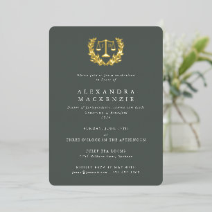 Green JD Law Scales+Laurel Wreath Graduation Party