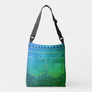 Green Jeans Look Crossbody Bag