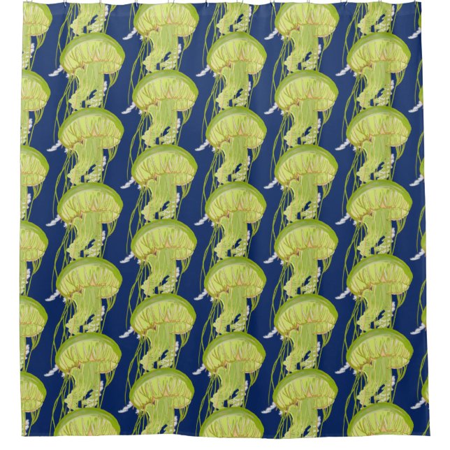 Green Jelly Fish Shower Curtain (Front)