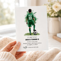 Green Jersey Boy Back View Soccer Birthday 