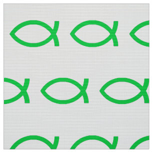 Green Jesus Fish Fabric