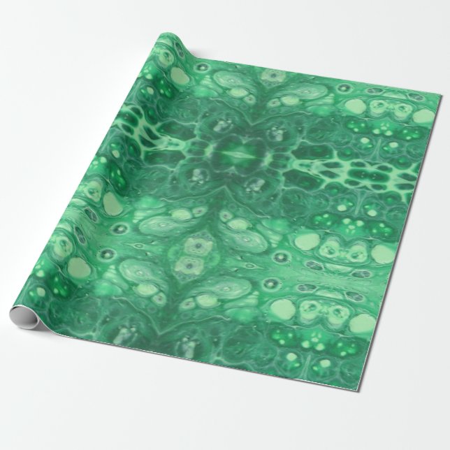 Green jewel tone abstract turtle kaliedoscope wrapping paper (Unrolled)