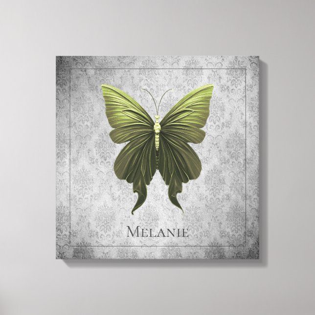 Green Jewelled Butterfly Canvas Print (Front)