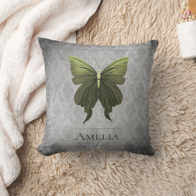 Green Jewelled Butterfly Cushion (Blanket)