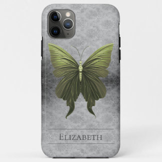 Green Jewelled Butterfly Damask iPhone 11 Pro Max Case