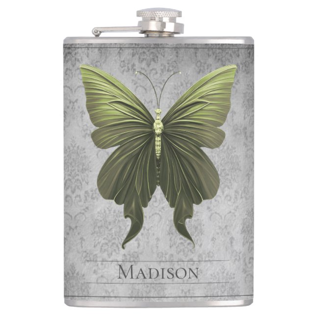 Green Jewelled Butterfly Flask (Front)