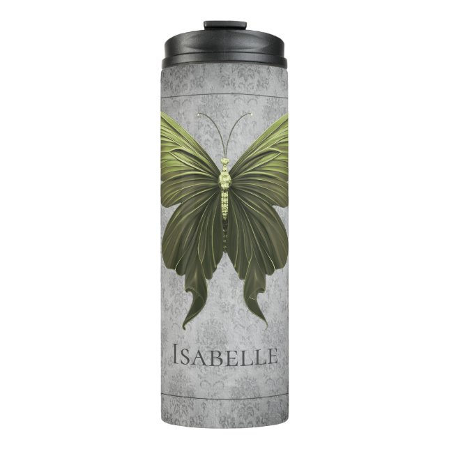 Green Jewelled Butterfly Thermal Tumbler (Front)