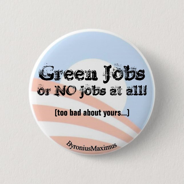 Green Jobs NOW! 6 Cm Round Badge (Front)