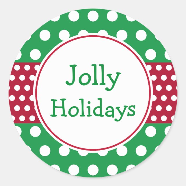 Green Jolly Holidays Christmas Stickers (Front)