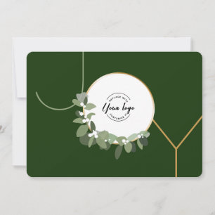 Green Joy Customisable Corporate logo Christmas Holiday Card