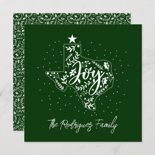 Green Joy Holiday Leaves Texas Shape (Front/Back)