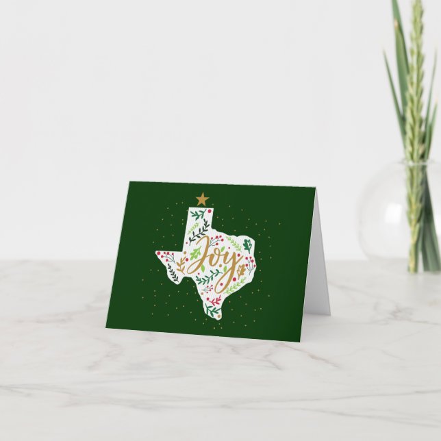 Green Joy Holiday Leaves Texas Shape Photo (Front)