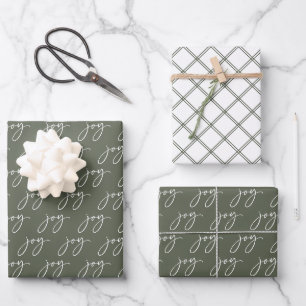 Green Joy Holiday Wrapping Paper Sheet
