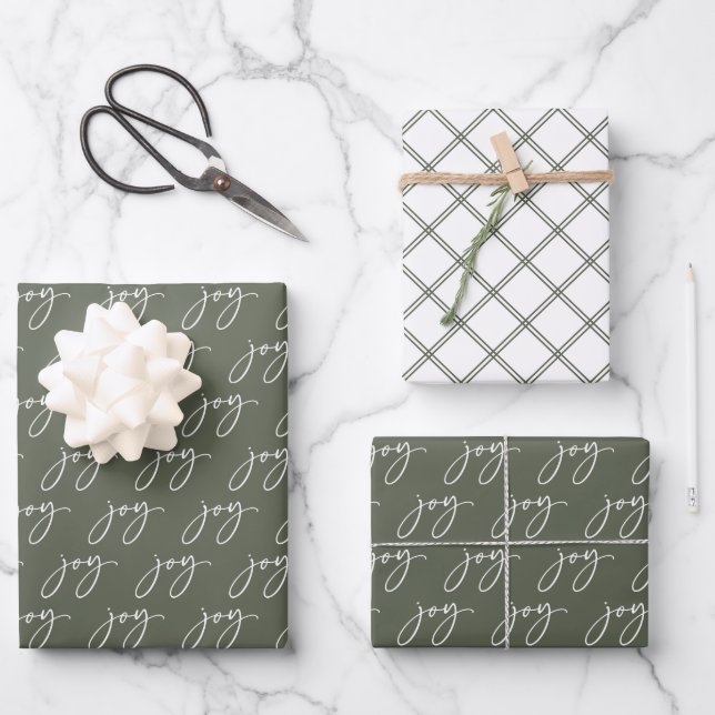 Green Joy Holiday  Wrapping Paper Sheet (Front)