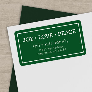 Green Joy Love Peace Modern Holiday Address Label