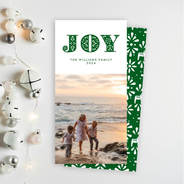 Green Joy Swedish Dala Horse Holiday Photocard (Creator Uploaded)