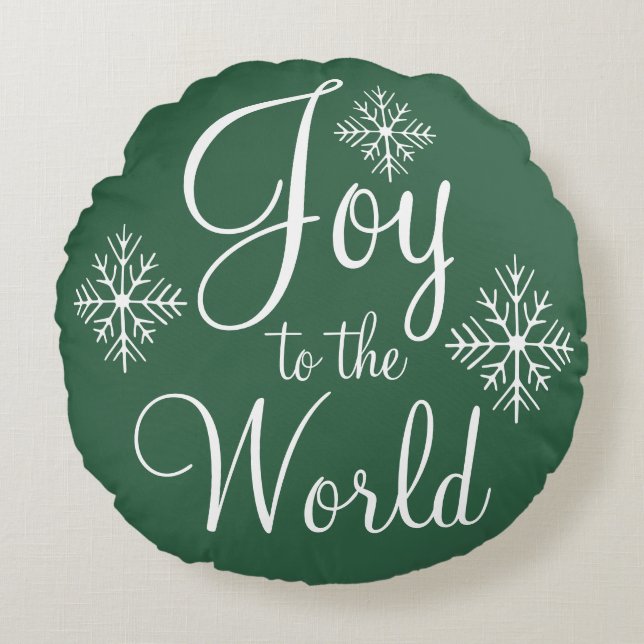 Green Joy to the World Pillow (Front)