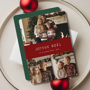 Green Joyeux Noël French Christmas Family Photo Holiday Card