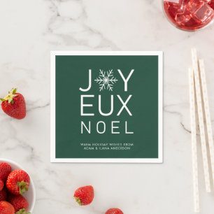 Green Joyeux Noel Minimalist Holiday Paper Napkin