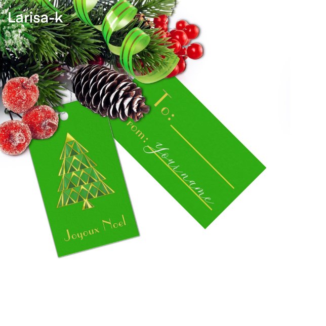 Green Joyoux Noel Christmas Tree Gift Tag (Creator Uploaded)