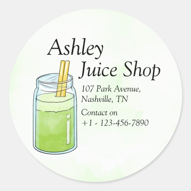 Green Juice Business Design of Classic Round Sticker (Front)