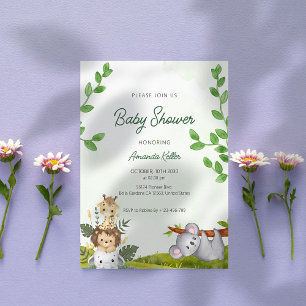 Green Jungle Baby Shower Invitation