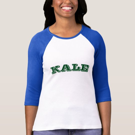 Green KALE University Letter Blue Raglan Tee Shirt