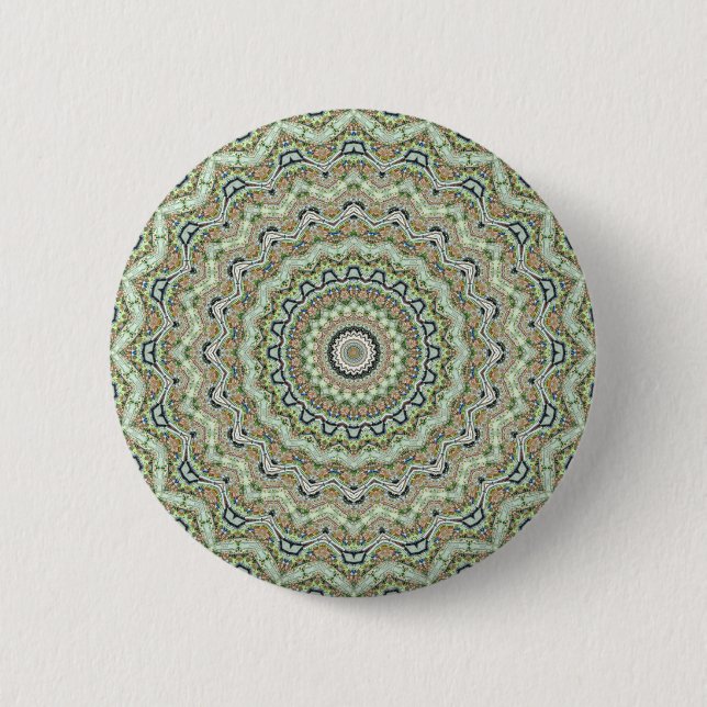 Green Kaleidoscope 6 Cm Round Badge (Front)
