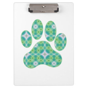 Green Kaleidoscope Infinity Paw Print Design Clipboard