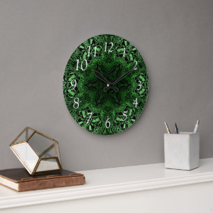 Green Kaleidoscope Large Clock