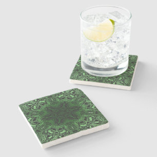 Green Kaleidoscope Stone Coaster