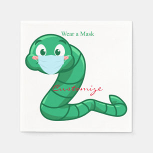 Green Kawaii Worm Thunder_Cove Napkin