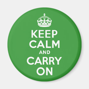 Green Keep Calm and Carry On Magnet