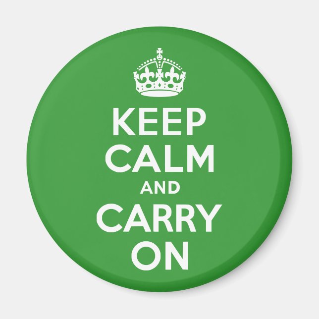 Green Keep Calm and Carry On Magnet (Front)