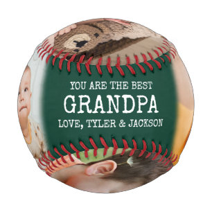 Green Keepsake 4 Photo Collage for Grandpa Baseball