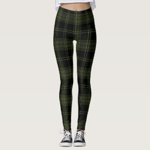 Green Kelp, Black, Hunter Green Colours Tartan Leggings