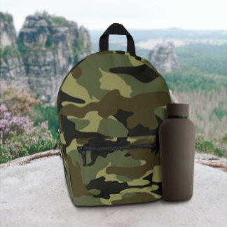 Green Khaki Army Military Camo Pattern Design Printed Backpack