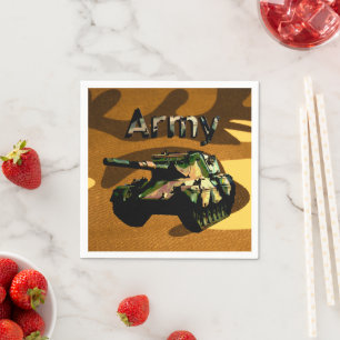 Green Khaki Army Tank, Paper Napkins