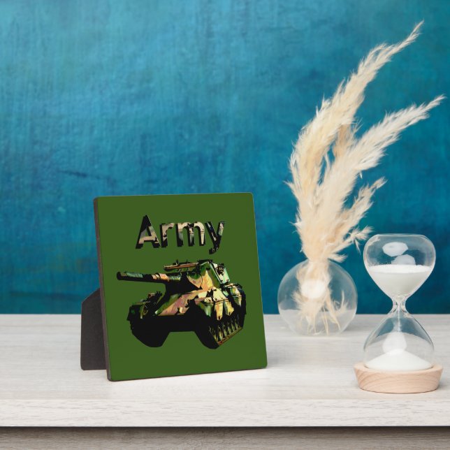 Green Khaki Army Tank, Stickers Plaque (Insitu)