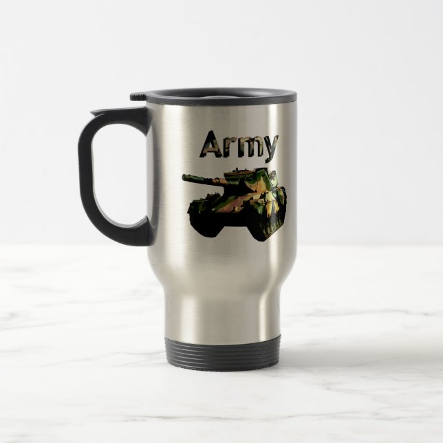 Green Khaki Army Tank, Travel Mug (Left)