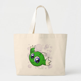Green Kiko swishing through Kiko Lake Large Tote Bag